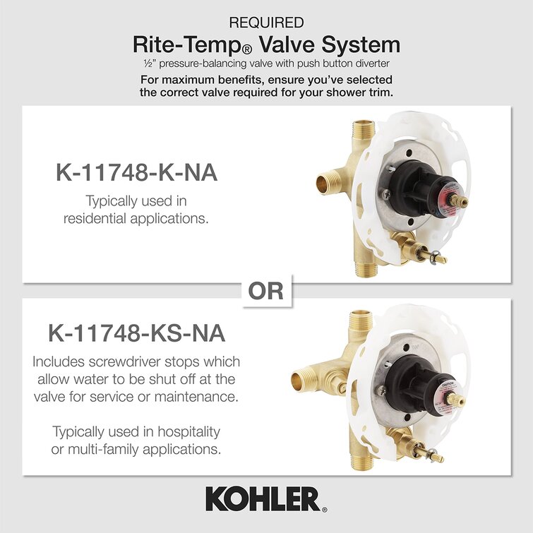 Components Rite-Temp Shower Valve Trim With Diverter And Lever Handle,  Valve Not Included